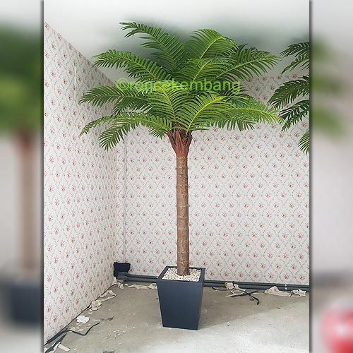 Pohon palem plastik tinggi 3m cocok untuk dekor Ramadhan, mirip pohon kelapa